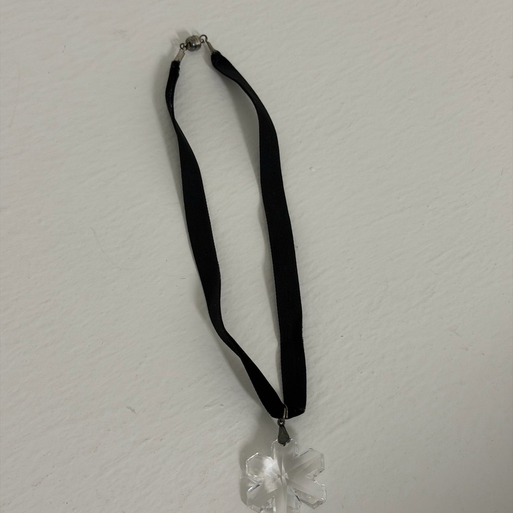 Elegant Black Choker with Crystal Pendant